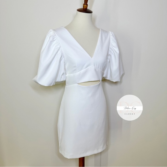 Endless Rose Puff Sleeve Cut Out Mini Dress Size Small - Picture 7 of 13